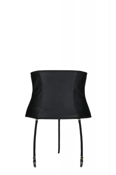 Пояс-корсет з екошкіри CELINE SET black — Passion шнурівка, знімні пажі для панчіх, стрінги, 4XL/5XL | Зображення 3