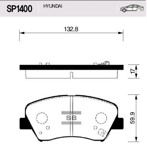 Колодки передні гальмівні Elantra 11-, Hi-Q (SP1400) (58101-3XA20) | Зображення 1