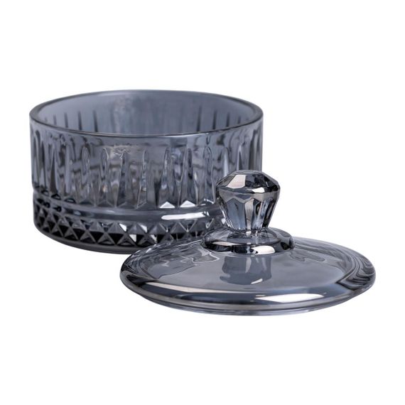 Цукерниця з кришкою Ø 10 см скляна Сіра HP-YH-78 | Зображення 2