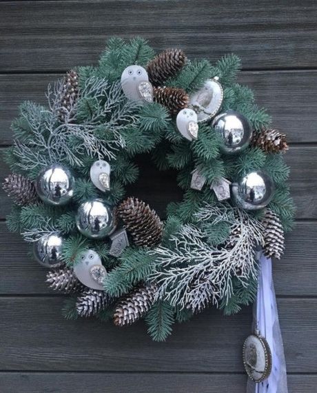 Венок новогодний рождественский Premium из литой хвои d-55 см голубой | Зображення 9