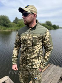 Флісова кофта піксель ЗСУ з накладками