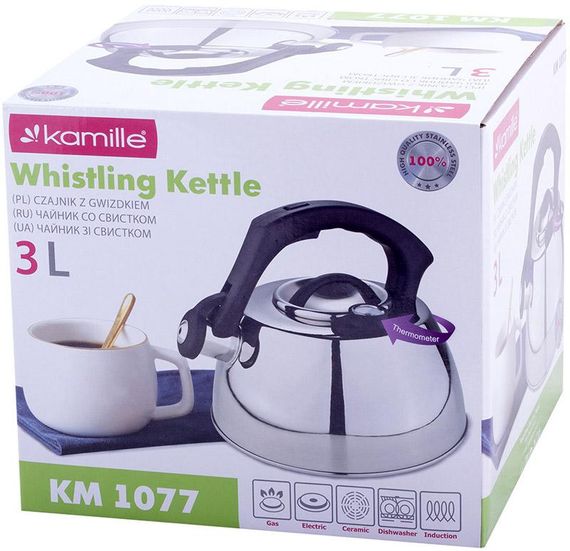 Чайник Kamille Whistling Kettle Thermo 3л з нержавіючої сталі зі свистком і термометром | Зображення 5