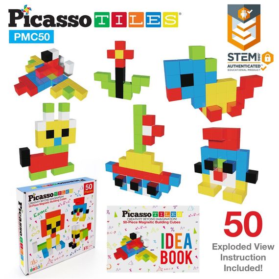Конструктор магнітний BUILDING CUBES PMC50/23645 PICASSO TILES, 50 деталей, у коробці | Зображення 6