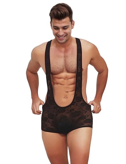 Мужской комбинезон-шорты Star Night кружевной, черный, XL sexstyle | Зображення 2