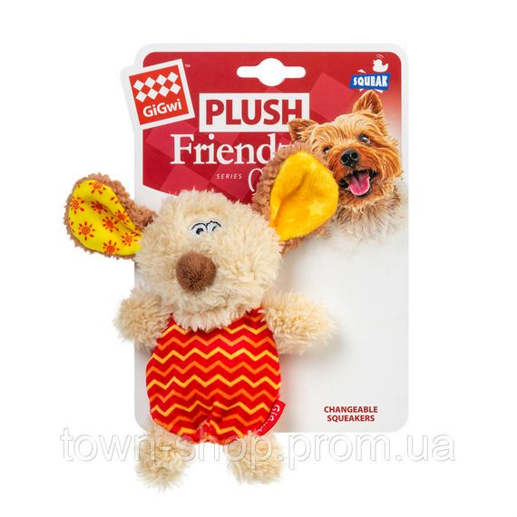 Игрушка для собак Собачка с пищалкой GiGwi Plush Friendz, текстиль, пластик, 13 см | Зображення 1