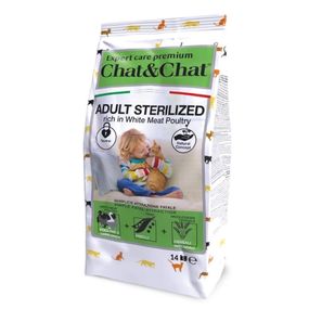 Сухий корм із птицею для стерилізованих котів Gheda Chat&Chat Expert Sterilized With Poultry, 14 кг
