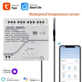 Термостат TYTHWB4CH-D1RF с Wi-Fi управлением, 4 канала, программируемый Tuya DS18B20+Bluetooth+433Mhz