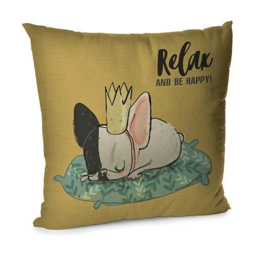 Подушка диванная с бархата Relax and be happy! 45x45 см (45BP_DOG003)