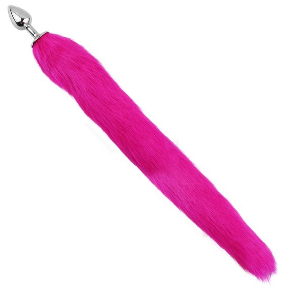 Анальна пробка з хвостом EGZO - Fox Tail Silver Plug Crimson, size S Sex Aura | Зображення 1