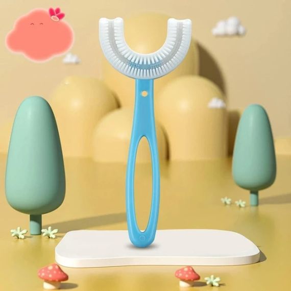 Дитяча зубна щітка дитяча U-подібна капа 2-12 років на 360 градусів (блакитна, рожева)