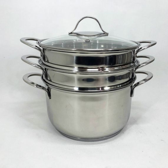 Кастрюля-пароварка LB-1857CB из нерж. стали со стеклянной крышкой, индукция, ZQ-762 3,7л., 4пр | Зображення 6