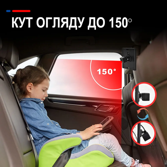 Автомобільна відеоняня Podofo Z2102 для спостереження за дитиною в машині, монітор з камерою заднього виду для малюків, black | Зображення 5