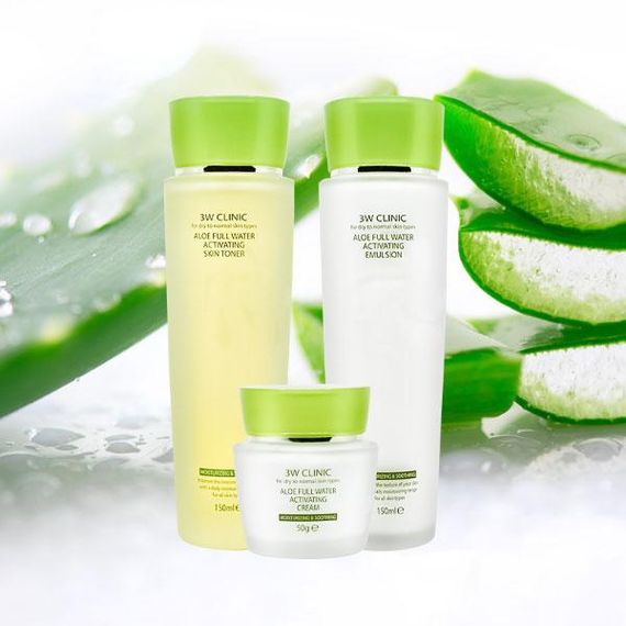 Крем для обличчя зволожуючий 3W Clinic Aloe Full Water Activating Cream (50 g) | Зображення 3
