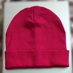 Шапка дитяча 5-12 років 52-54см червона подвійна з відворотом весна/осінь бавовна