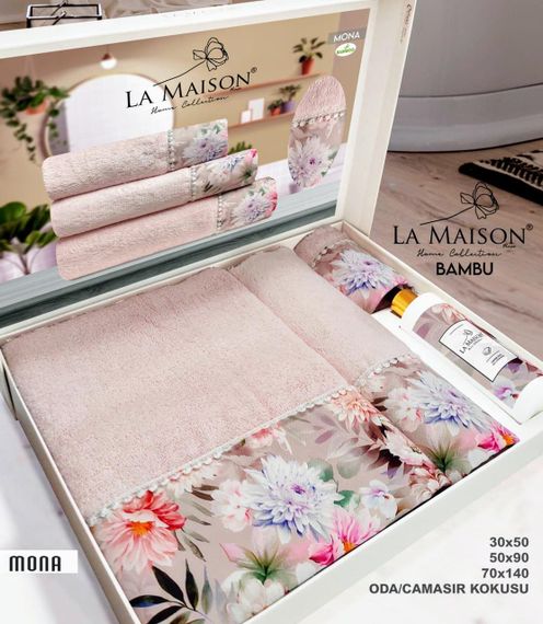 Подарочный набор бамбуковых полотенец La Maison, 3 шт. с ароматом Mona