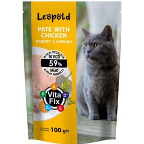 Леопольд Паштет з куркою для котів, пауч 100 г (24 шт/уп)