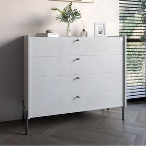 Комод із 4 шухлядами LION Wood із чорними ніжками 100х90х45 см Бетон style (LION-042974)
