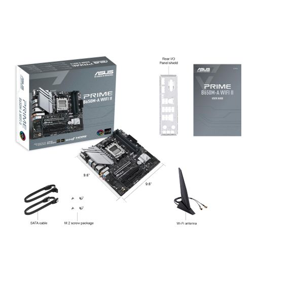 Материнcька плата ASUS PRIME B650M-A WIFI II sAM5 B650 4xDDR5 M.2 D-Sub HDMI DP WiFi BT mATX (90MB1EG0-M0EAY0) | Зображення 1