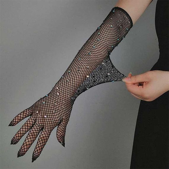 Сексуальные длинные перчатки со стразами - XS/S/M – Эротическое бельё | Зображення 4