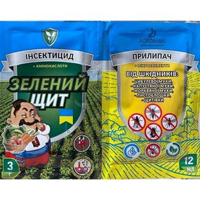 Інсектицид Зелений щит від шкідників + Прилипач Агромаксі 3 г + 12 мл