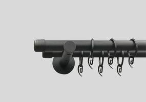 Черный матовый Карниз для штор металлический, двухрядный 19 мм (комплект) Заглушка кронштейн цилиндр 320см.