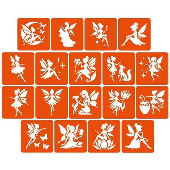 Набір трафаретів для біо-тату "Fairies №2" fairies2_5x5_18_1