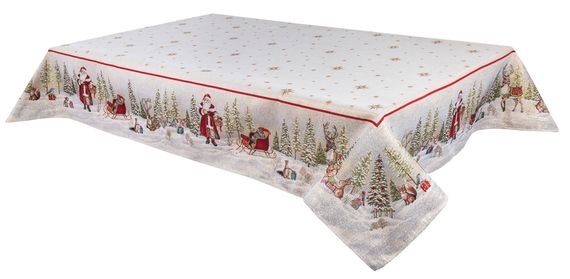 Скатертина гобеленова RUNNER1067 Гостинці Санти Limaso, 137х280, Прямокутна, Новорічний, Золотий люрекс, 75% поліестер, 22% бавовна, 3% акрил, Гобелен