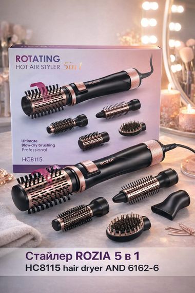 Фен-стайлер с вращающейся насадкой ROZIA 5в1 HC8115 hair dryer  AND-6162-6 | Зображення 2