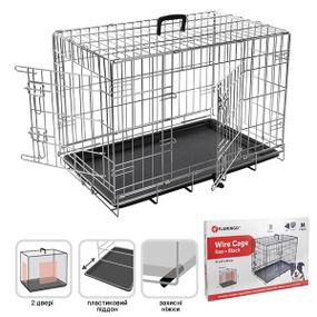 Клітина дводверна для собак Flamingo Wire Cage Keo Silver, 77 см х 47 см х 54 см