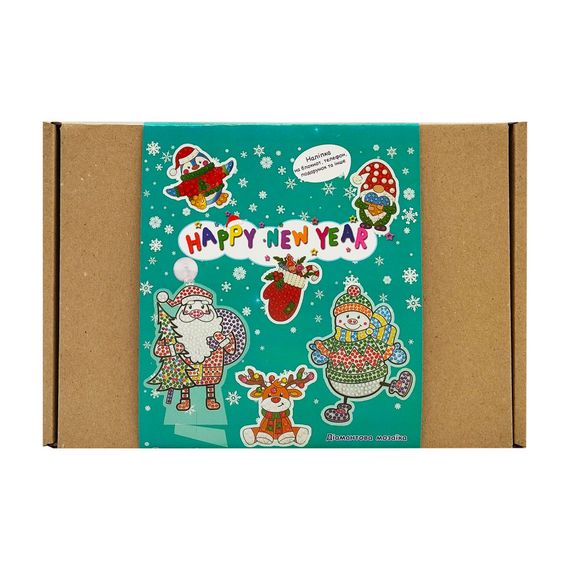 Набор для творчества со стразами "Happy New Year" 187127, 12 наклеек