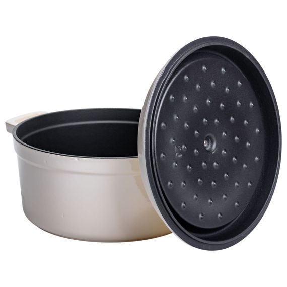 Кокотниця чавунна емальована 4,5 л, бежевий Yiwu HP-FLG-4 WHITE | Зображення 3
