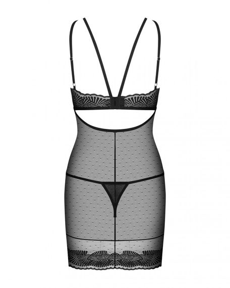 Сорочка мереживна Obsessive Allastia chemise, Черный,  L/XL | Зображення 5