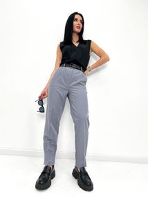 Жіночі класичні укорочені штани зі стрілками внизу звужені розмір 52 колір сірий  GF1704