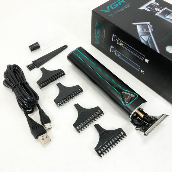 Професійна акумуляторна машинка для стрижки VGR V-009 тример для бороди та вусів. Колір: зелений | Зображення 2