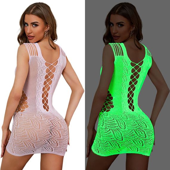 Пеньюар-Сітка (світяться в темряві) Babydoll 48 Білий YGW092 | Зображення 10