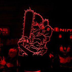 Акриловий світильник-нічник Chainsaw Man червоний tty-n001873