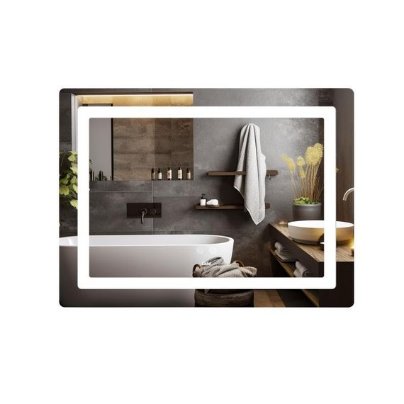 Дзеркало Lidz Kubis (KU2) 800х600 з LED-підсвіткою Touch, з антизапотіванням, з димером, рег. яскравості LD78LF904708048446
