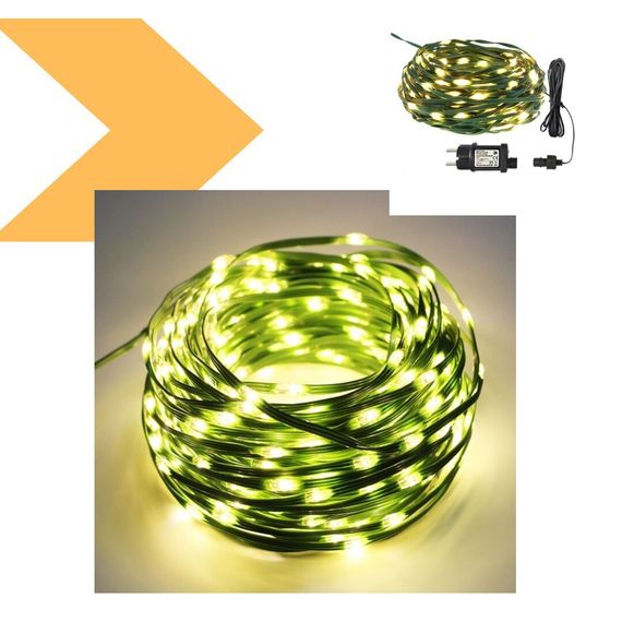 Гірлянда роса мішура на зеленому дроті 10 метрів 300 LED на пульті Тепло Білий XPRO (47721-710_259) | Зображення 1