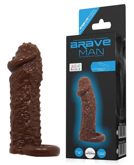 Насадка - презерватив Brave Man, BI-016013 ( коричнева ) Sex Aura | Зображення 6