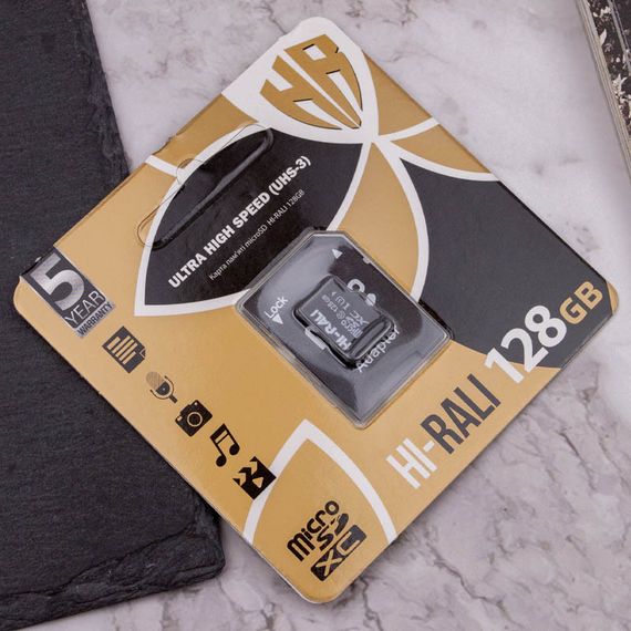 Карта пам'яті Hi-Rali microSDXC (UHS-3) 128 GB Card Class 10 з адаптером Чорний | Зображення 2