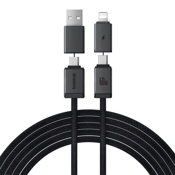 Дата кабель Baseus Versatile Two-for-Two USB/Type-C to Type-C/Lightning 60W (2m) (P10383000) Cluster Black