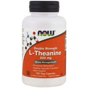 Аминокислота Now Foods L-Теанин, L-Theanine, Double Strength, 200 мг, 120 вегетари (NOW-00148)
