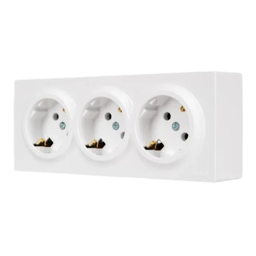 LETO білий Розетка зовнішня 3-а із заземленням Лезард