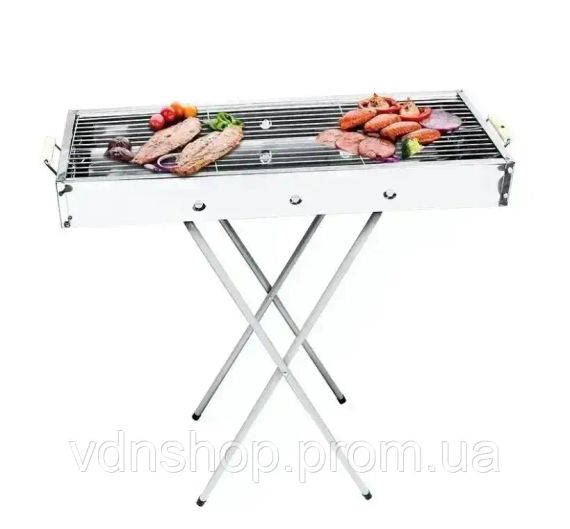 Переносной мангал барбекю гриль BARBECUE TRAY 770SS MD-008 70х30х70 см с решеткой, портативный металлический мангал