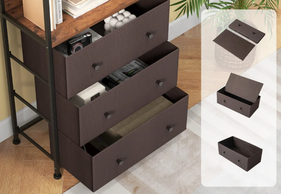 Стелаж Costway Skiff із текстильними ящиками в стилі Loft | Зображення 7