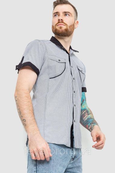 Комфортная мужская рубашка в полоску сезон весна-лето цвет серый размер M FG_00796 | Зображення 2