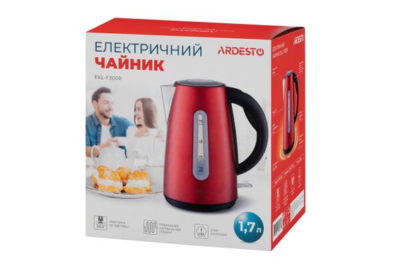 Электрочайник Ardesto EKL-F300R 1.7л/2150Вт/strix контроль/нерж.сталь/красн. (EKL-F300R) | Зображення 4
