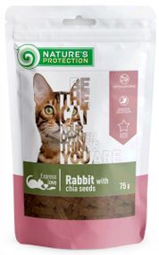 Ласощі для котів, снеки з кролика з чіа, Nature's Protection snack for cats with rabbit and chia seeds, 75г