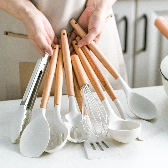 Набір кухонного приладдя силіконовий  Kitchen Set RB-2239 білий (12 предметів) | Зображення 2