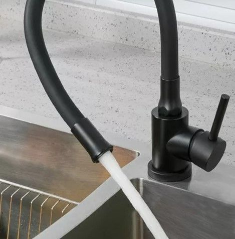 Змішувач для кухні WEZER з гнучким виливом EKO4E-01-BLACK | Зображення 2